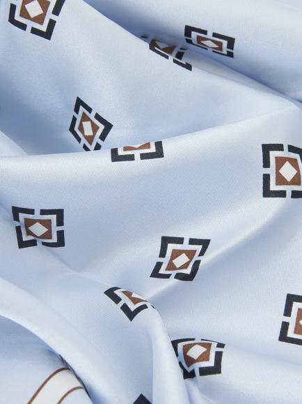 MM by MaxMara Palmi Geometric Print Square Silk Scarf, Light Blue - view 2, Light Blue St.crava