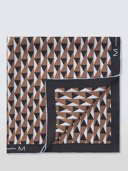 MM by MaxMara Palmi Square Silk Scarf, Bronze/Blue, Brown Bronze Blue