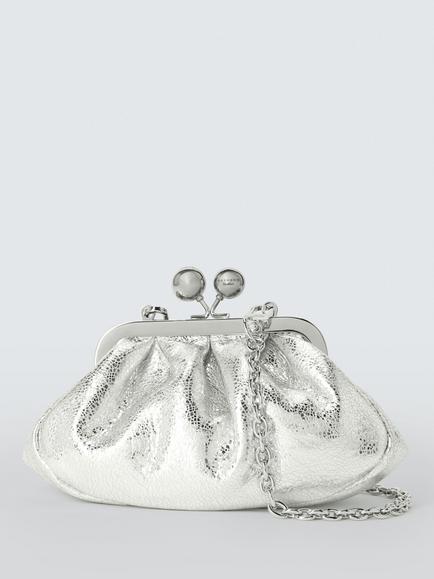 Weekend MaxMara Bruno Structured Leather Clutch Bag, Silver, Silver