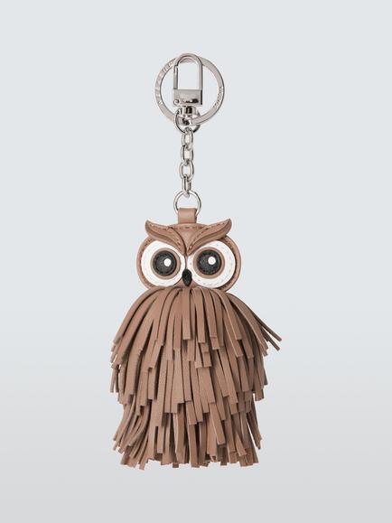 Weekend MaxMara Owl Leather Keyring, Brown, Brown