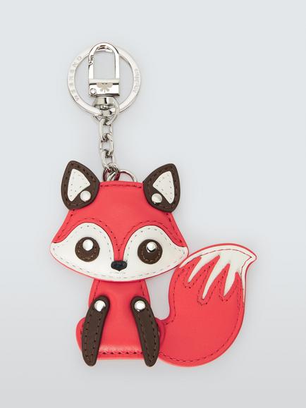 Weekend MaxMara Leather Fox Keyring, Red/Multi, Red/Multi