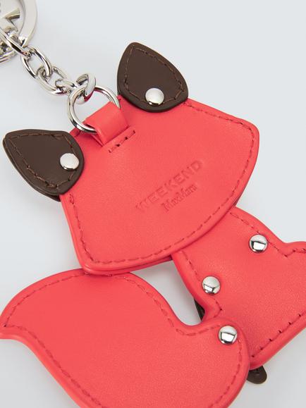 Weekend MaxMara Leather Fox Keyring, Red/Multi - view 2, Red/Multi