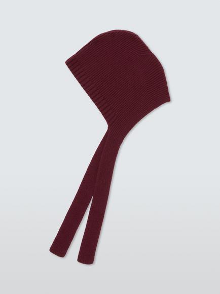 John Lewis Wool Blend Bonnet Hood, Red/Fig, Red/Fig