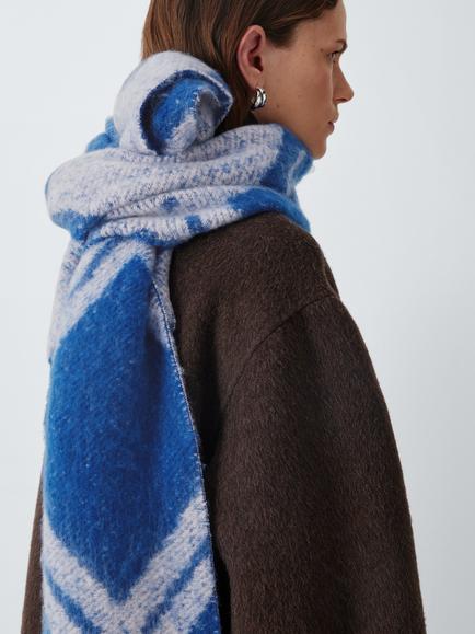 John Lewis Fluffy Scarf, Blue, Blue Multi
