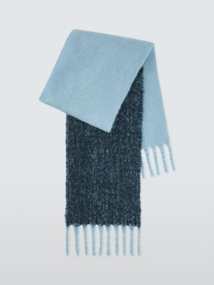 John Lewis Fluffy Scarf, Blue/Navy - view 2, Blue/Navy