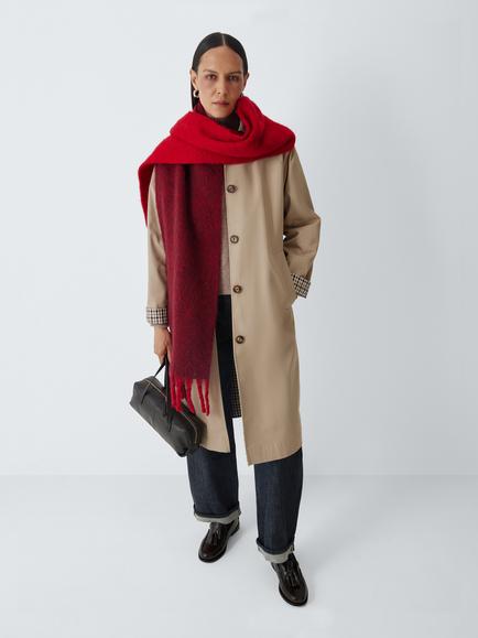 John Lewis Fluffy Scarf, Red/Fig, Red/Fig