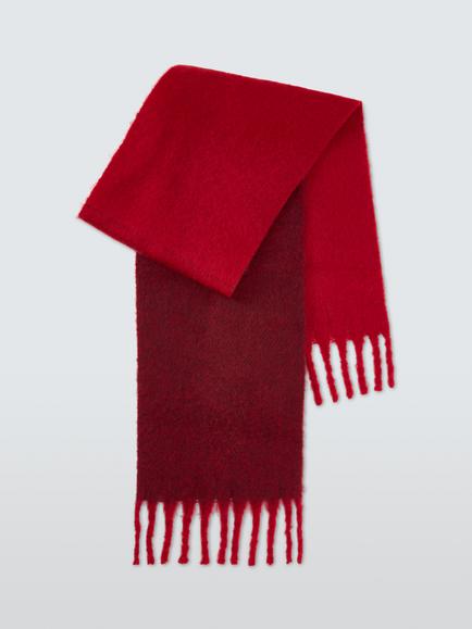 John Lewis Fluffy Scarf, Red/Fig - view 2, Red/Fig