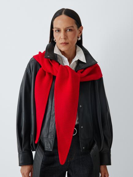 John Lewis Rib Knit Scarf, Red, Red