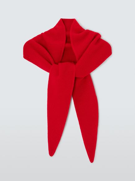 John Lewis Rib Knit Scarf, Red - view 2, Red