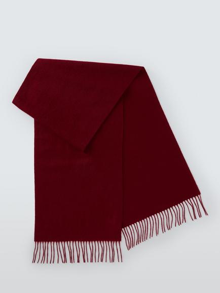 John Lewis Fringed Wool Scarf, Claret - view 2, Claret