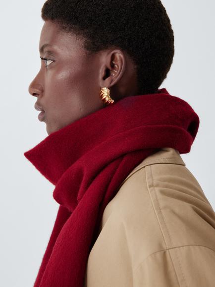 John Lewis Fringed Wool Scarf, Claret, Claret
