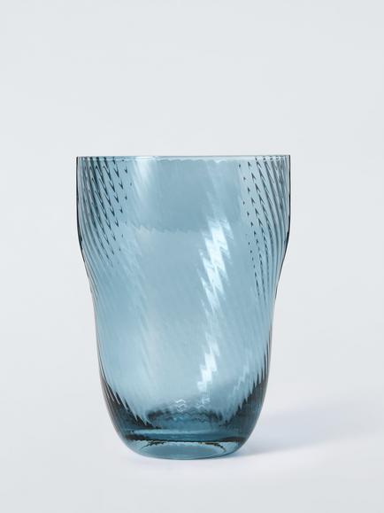 John Lewis Lule Optic Glass Highball, 435ml, Blue, Blue