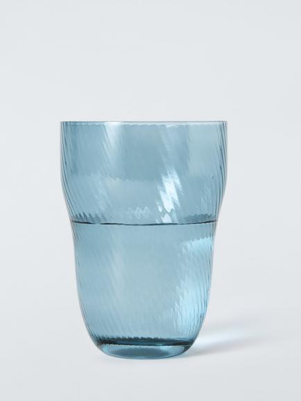 John Lewis Lule Optic Glass Highball, 435ml, Blue - view 2, Blue