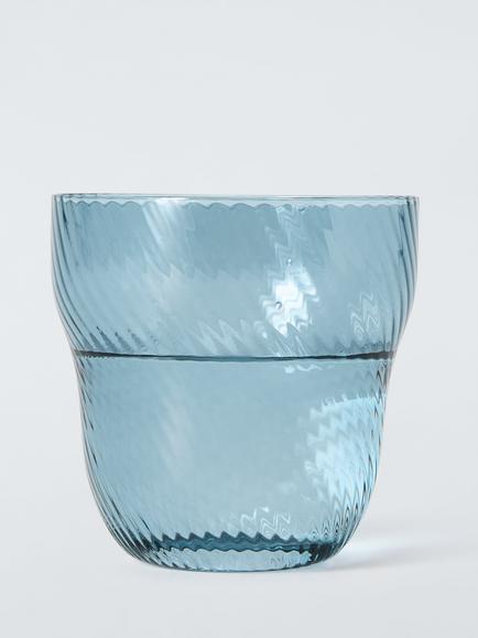 John Lewis Lule Optic  Glass Tumbler, 250ml, Blue - view 2, Blue