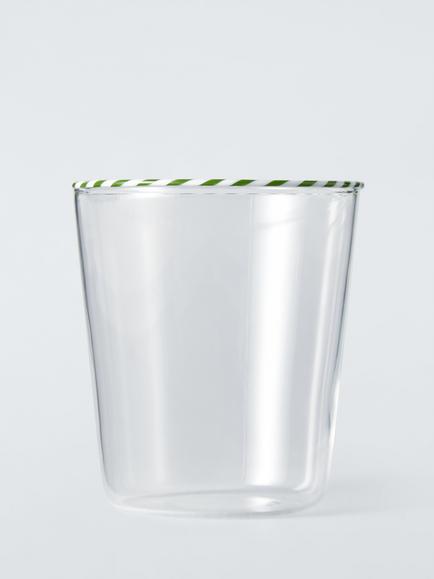 John Lewis Candy Stripe Rim Glass Tumbler, 480ml, Clear, Clear Clear