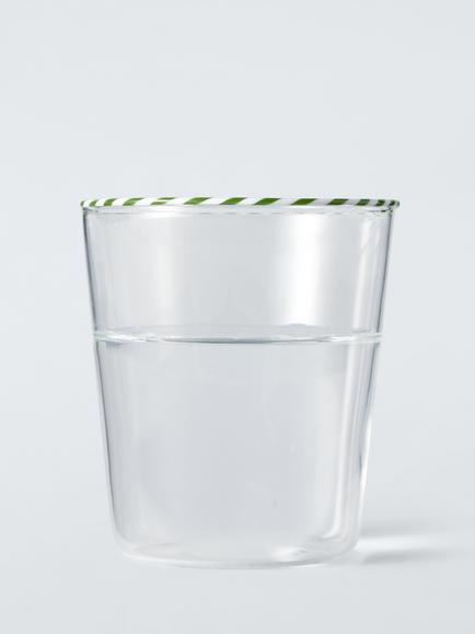 John Lewis Candy Stripe Rim Glass Tumbler, 480ml, Clear - view 2, Clear Clear