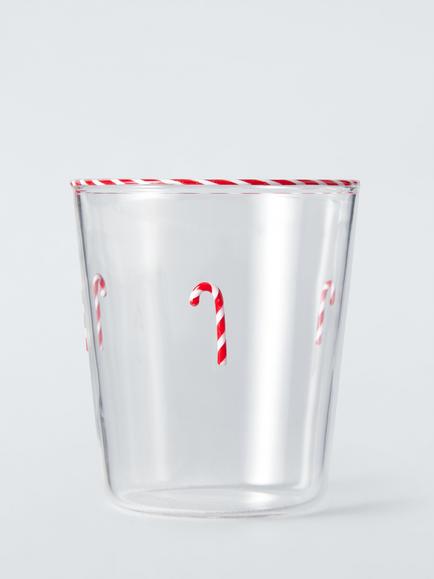 John Lewis Candy Cane Glass Tumbler, 480ml, Clear, Clear Clear