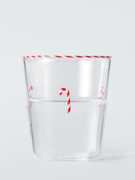 John Lewis Candy Cane Glass Tumbler, 480ml, Clear - view 2, Clear Clear