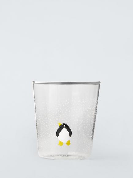 John Lewis Christmas Penguin Icon Glass Tumbler, 380ml, Clear, Clear Clear