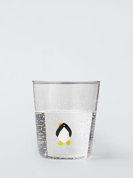 John Lewis Christmas Penguin Icon Glass Tumbler, 380ml, Clear - view 2, Clear Clear
