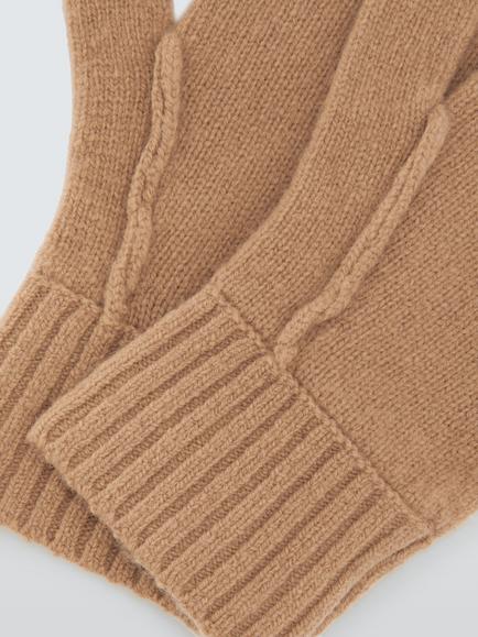 John Lewis Raw Edge Mittens, Camel - view 2, Camel