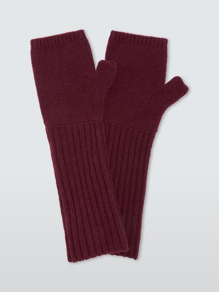 John Lewis Raw Seam Fingerless Gloves, Fig, Fig