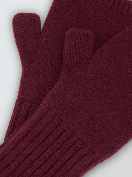 John Lewis Raw Seam Fingerless Gloves, Fig - view 2, Fig
