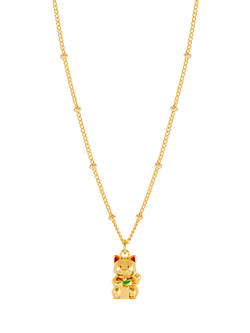 Estella Bartlett Lucky Cat Necklace, Gold, Gold