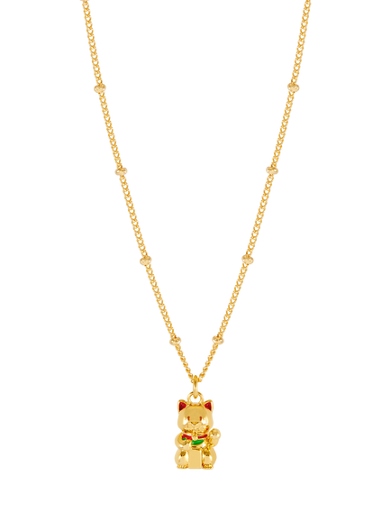 Estella Bartlett Lucky Cat Necklace, Gold, Gold