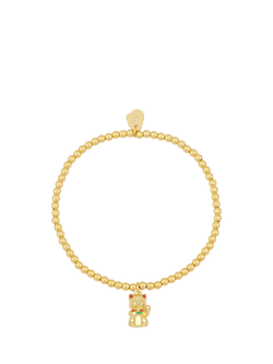 Estella Bartlett Lucky Cat Stretch Bracelet, Gold, Gold