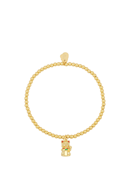 Estella Bartlett Lucky Cat Stretch Bracelet, Gold, Gold
