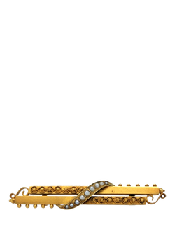 Pre-loved 15ct Yellow Gold Pearl Bar Brooch, Dated Chester Circa 1900, Yellow Gold