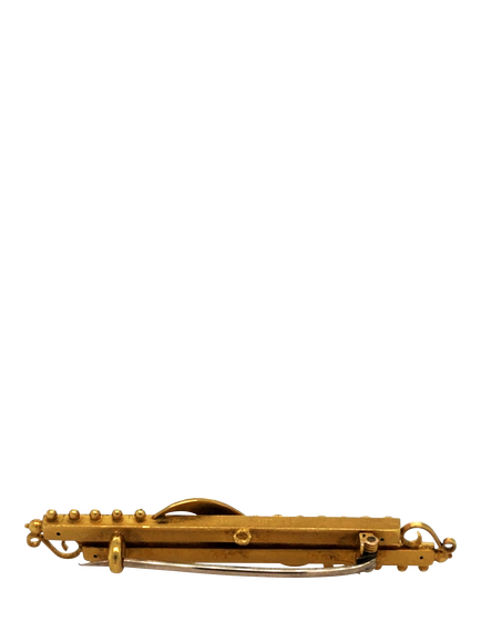 Pre-loved 15ct Yellow Gold Pearl Bar Brooch, Dated Chester Circa 1900 - view 2, Yellow Gold