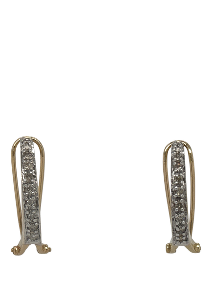 Pre-loved 9ct Yellow and White Gold Diamond Hoop Earrings, Yellow White Gold