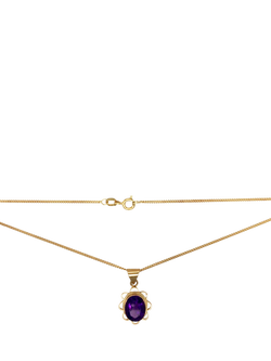 Pre-loved Yellow Gold Amethyst Curb Link Chain Necklace, Dated Birmingham 1978 - view 2, Yellow Gold