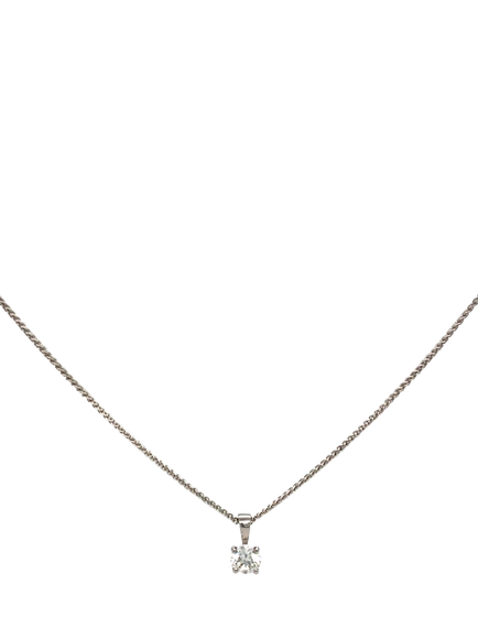 Pre-loved 18ct White Gold Single Stone Diamond Pendant Necklace, White Gold