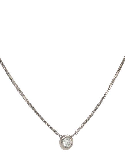 Pre-loved 18ct White Gold Single Stone Diamond Pendant Necklace, White Gold