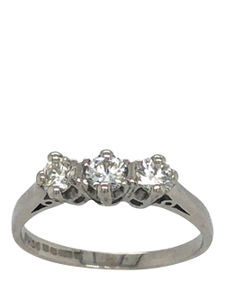 Pre-loved 18ct White Gold 3-Stone Diamond Ring, Dated Sheffield 1988, M - view 2, White Gold