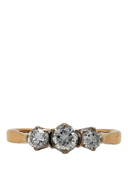 Pre-loved 18ct Yellow and White Gold Diamond Ring, Dated London 1975, P, Yellow White Gold