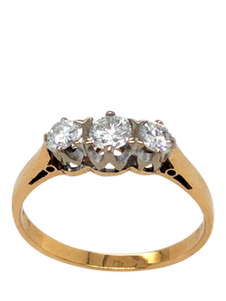 Pre-loved 18ct Yellow and White Gold Diamond Ring, Dated London 1975, P - view 2, Yellow White Gold