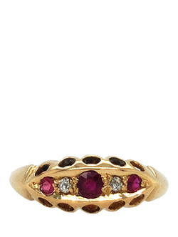 Pre-loved 18ct Yellow Gold Diamond and Ruby Ring, Dated Birmingham 1916, O 1/2, Yellow Gold
