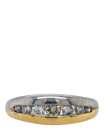 Pre-loved 18ct Yellow and White Gold Graduated Diamond Ring, N, Yellow White Gold