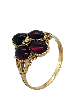 Pre-loved 9ct Yellow Gold Cabochon Garnet Cluster Ring, Dated London 1988, U, Yellow Gold
