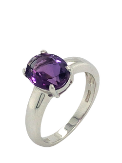 Pre-loved 9ct White Gold Single Stone Oval Amethyst Ring, N 1/2 - view 2, White Gold