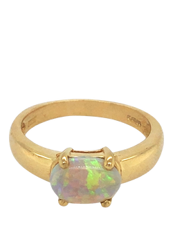 Pre-loved 9ct Yellow Gold Single Stone Oval Opal Ring, O, Yellow Gold