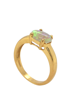 Pre-loved 9ct Yellow Gold Single Stone Oval Opal Ring, O - view 2, Yellow Gold