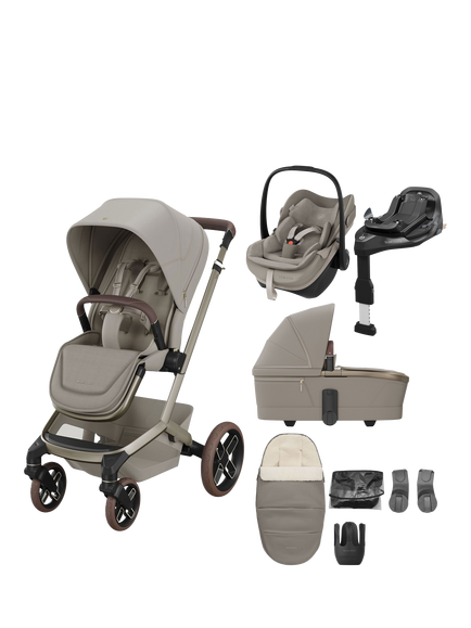 Maxi-Cosi Fame Pushchair, Carrycot, & Accessories with Pebble Slide Pro Car Seat & FamilyFix Slide Pro Base Bundle, Sapphire Sand, Sapphire Sand