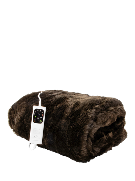Dreamland Hygge Days Electric Faux-Fur Warming Throw, Brown, Bown