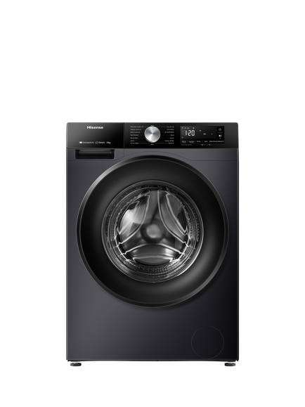 Hisense 3S Series WF3S1243BB3 Freestanding Washing Machine, 12kg Load, 1400rpm Spin, Black, Black