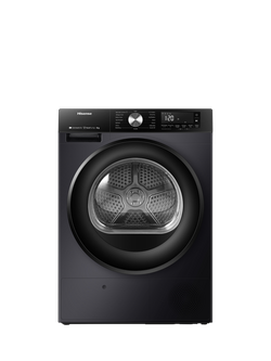 Hisense 3S Series DH3S802BB3 Freestanding Heat Pump Tumble Dryer, 8kg Load, Black, Black
